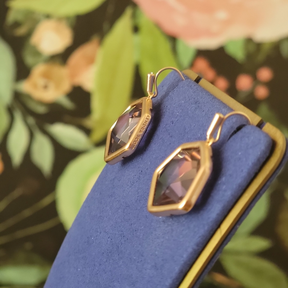 Kendra Scott Dunn Earrings Purple Gold